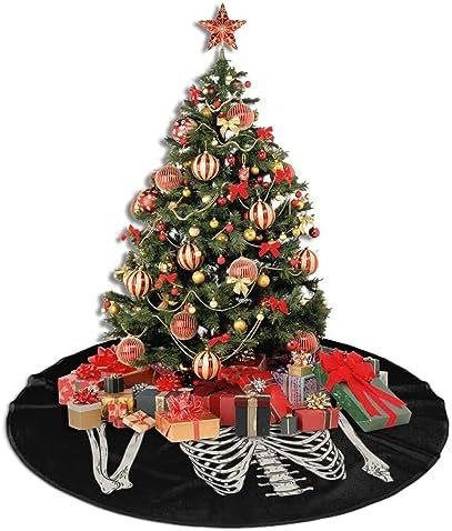 Skeleton Skull Tree Skirts Xmas Ornaments, Boho Hippie Tree Skirt for Christmas Party Holiday All Occasions 48" - Image 4