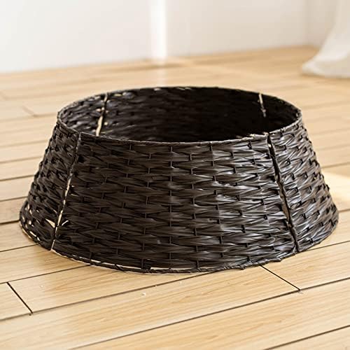 belupai Wicker Christmas Tree Skirts Collar Rings, Artificial Rattan Christmas Tree Skirt Stand Farmhouse Xmas Tree Collar for Artificial Christmas Trees Decoration(Coffee,L) - Image 5
