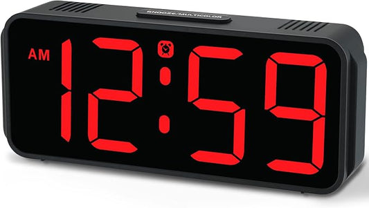 Peakeep Small Digital Alarm Clock for Bedroom, Large Number, Battery Backup | Plug-in Tiny Electric Clock Brightness Dimmable for Bedsise Desk Table Small Spaces, 5 Volume, Easy to Set, Adapter Included by PEAKEEP