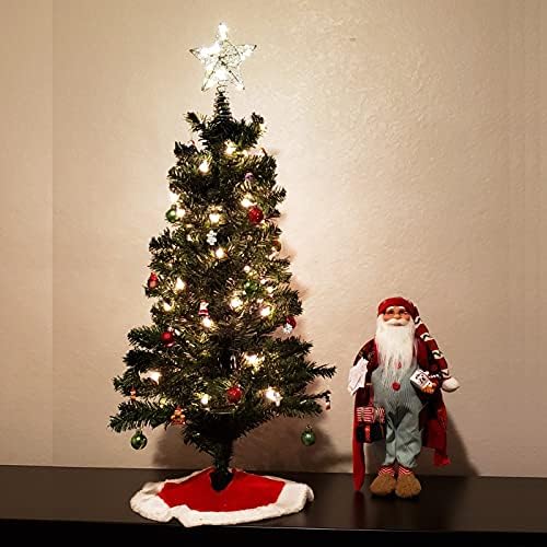 Small Christmas Tree Skirt, 11inch Red Plush Tree Skirt for Mini Christmas Tree Above the Fireplace, Table Candlestick Decorations, New Year Holiday Ornaments - Image 6