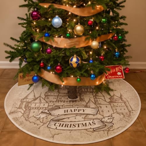48" Christmas Tree Skirt, Castle Style Xmas Wizard Party Decor - Image 6