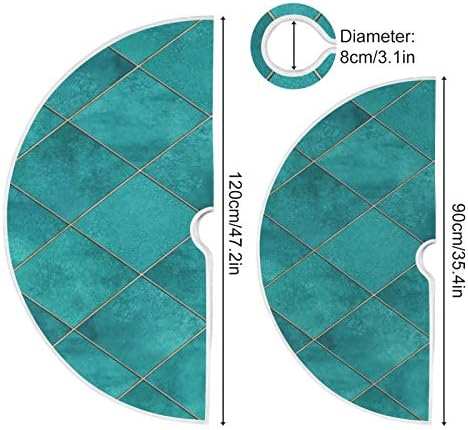 ATTX Teal Watercolor Argyle Geometric Plaid Christmas Tree Skirt 35.4 inch Ornaments Xmas Tree Skirts for Christmas Holiday Decoration New Year Party - Image 3