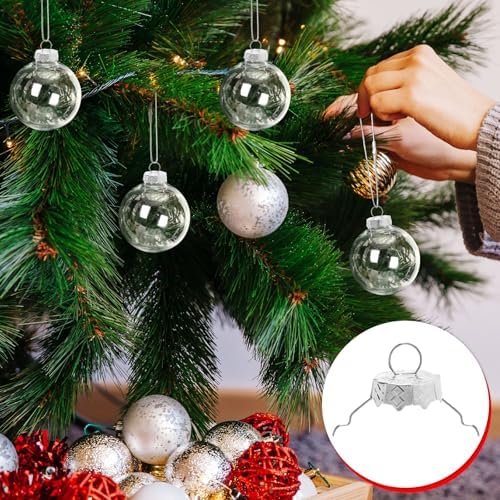 200 Sets 12 mm Silver Christmas Ornament Caps and Hangers String - Image 3