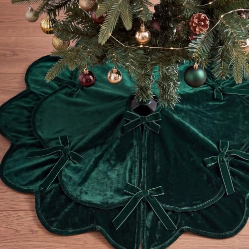 Soulchen Dark Green Bow Christmas Tree Skirt 36 Inches by Soulchen