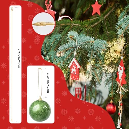 PureGuard Christmas Ornament String Hangers, 200 Pcs Christmas Tree Ornament String Hooks Precut Ornament Ribbon Hangers Locking Ropes for Halloween Christmas Decorations - Gold - Image 3