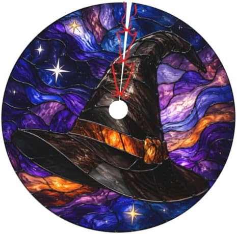 Magic Halloween Witch's Hat 30 36 48 Inch Christmas Tree Skirt Carpet Mat Funny Party Decor Supplies for Xmas Halloween Decorations Occasion by LUMANSITTER