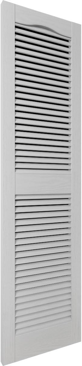 Ekena Millwork Lifetime Vinyl LL1S12X03600PG Standard Cathedral Top Center Mullion, Open Louver Vinyl Shutters, w/Installation Shutter-Lok's & Matching Screws (Per Pair), 12"W x 36"H, Paintable