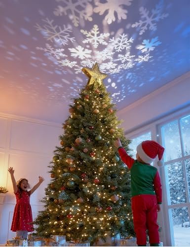 DG-Direct Christmas Tree Topper Lighted Star with Snowflake Projector, Gold - Image 3