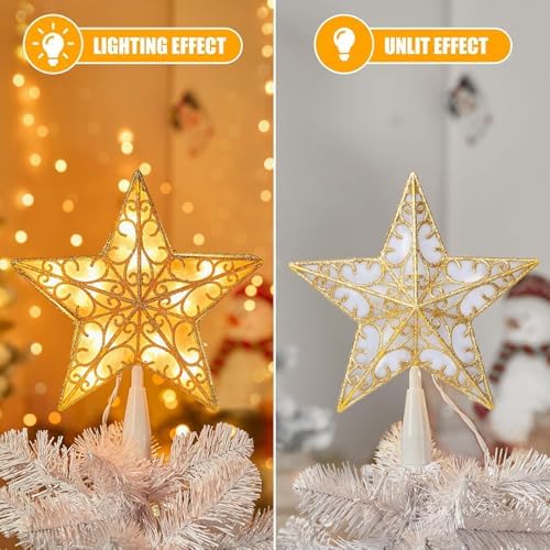 Brightown Christmas Tree Topper Star Lighted Plug in Christmas Tree Star Topper - Image 2