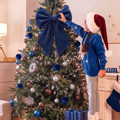Janinka Navy Blue Christmas Tree Topper Bow 22" Big,Velvet - Image 4