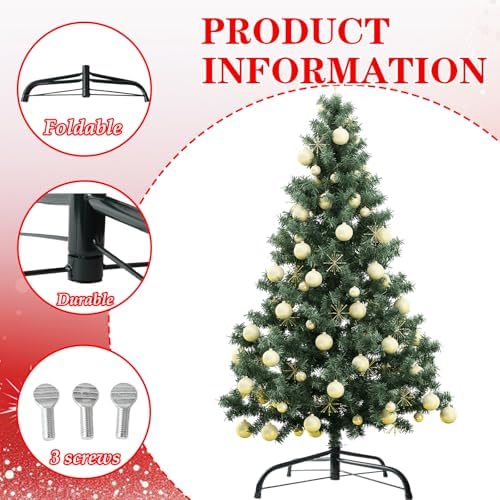 16 Inch Folding Metal Christmas Tree Stand, Green Universal Replacement Xmas Tree Stand Base for Christmas Artificial Tree - Image 4