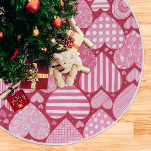 SUABO Valentine Pink Love Hearts 48 Inch Christmas Tree Skirt, Soft Xmas Tree Mat for Party Decoration Holiday Decor Christmas Decorations Indoor Outdoor - Image 5
