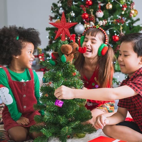 1PCS Star Tree Topper, 4" Red Christmas Tree Topper Glitter Decorations, 3D - Image 7