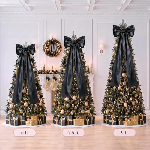 Daifunli 24 x 79 Inches Giant Satin Bow Christmas Tree Topper,Black - Image 3