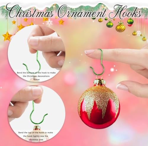 Christmas Ornament Hooks - 100PCS Green Hangers for Christmas Tree Decorations With Storage Box - Image 4