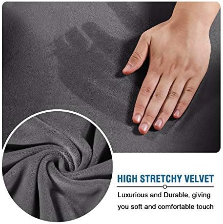 H.VERSAILTEX Real Velvet Plush 3 Piece Stretch Sofa Covers Couch Covers for 2 Cushion Couch Sofa Slipcovers Width Up to 90 Inch Feature Thick Soft Stay in Place (Large Sofa, Grey)