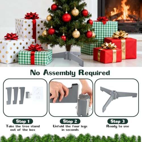 MorningRo Wooden Christmas Tree Stand Base for Artificial Trees Portable Tree Holder for Artificial Trees with 1.25 Inch Diameter Pole or Less Detachable Stand for Xmas - Image 3
