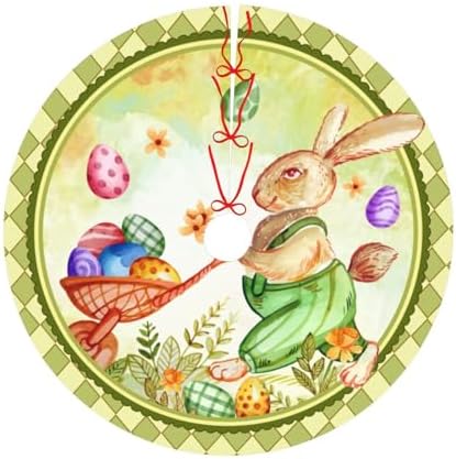 Easter Colorful Eggs Christmas Tree Skirt 36" for Xmas Halloween New Year Holiday Party Home Tree Mat Decor Ornaments Decoration - Image 6
