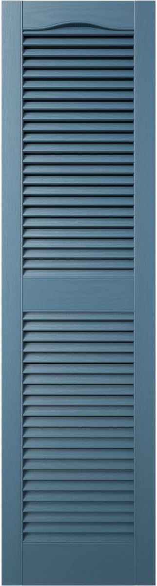 Ekena Millwork Lifetime Vinyl LL1S12X03100CB Standard Cathedral Top Center Mullion, Open Louver Vinyl Shutters, w/Installation Shutter-Lok's & Matching Screws (Per Pair), 12"W x 31"H, Classic Blue