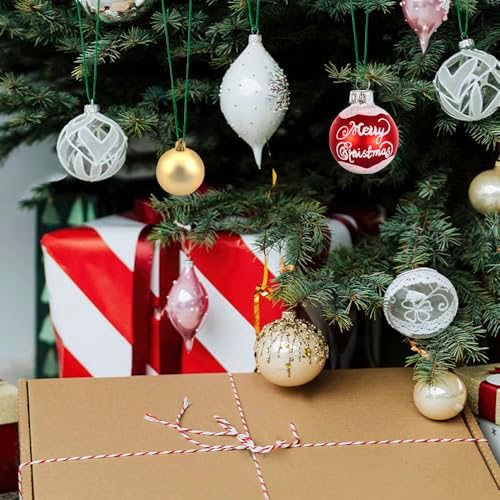 Christmas Hooks for Ornaments, 200 PCS Green Christmas Ornament String Ribbon Hangers with Snap Hanging Ropes Hooks Cords Locking Xmas Holiday Tree Decorations Toddler Proof Adjustable Pendant - Image 7