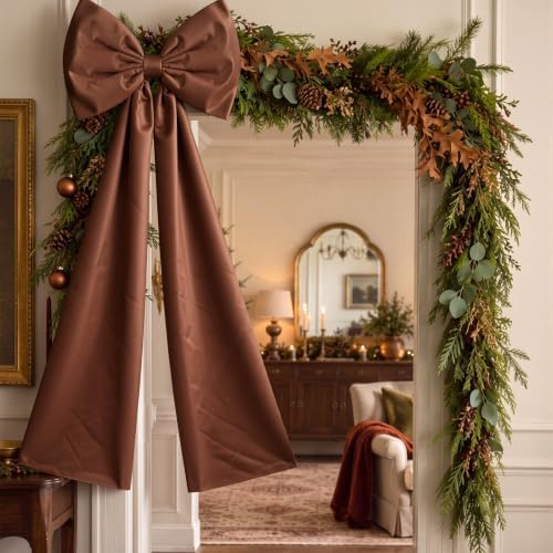 Daifunli 20 x 47 in Giant Satin Bow Christmas Tree Topper,Gingerbread Brown - Image 6