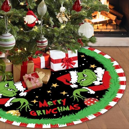 Christmas Tree Skirt 48 Inch, Soft and Funny Merry Christmas Tree Collar Farmhouse Xmas Holiday Decoration (Style 1) - Image 2