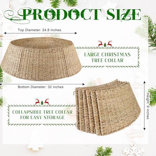 Rocinha 32 in Extra Large Rattan Christmas Tree Collar Basket - Rustic Handcrafted Christmas Tree Stand Cover Woven Tree Skirt Collar Christmas Tree Decoration Farmhouse Indoor Decorations for Home - Image 2