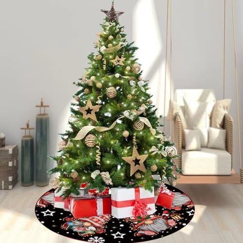 Christmas Tree Skirt Black Tree Skirt Glitter Gnomes Snowflake Xmas Winter Tree Skirt 48 Inch for Black Christmas Indoor Outdoor Decorations - Image 6