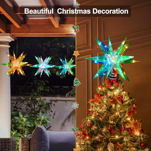 Christmas Star Tree Topper, 13.8" Xmas Smart Tree Decorations, Crystal-Like 3D Polygonal Shell, App Control LED Christmas Light, Music Sync RGB Color Changing with Remote for Indoor and Outdoor Decor - Image 5