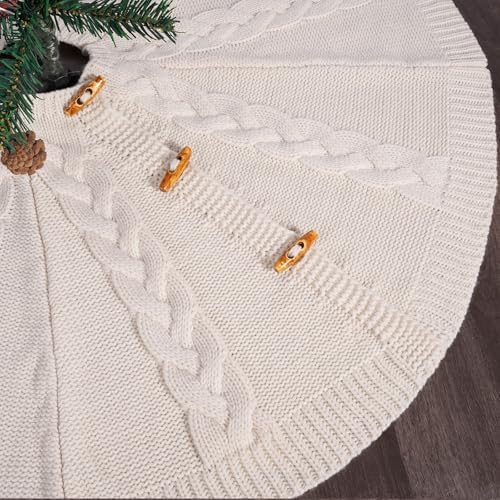 48 Inches White Knitted Christmas Tree Skirt by Noiclub