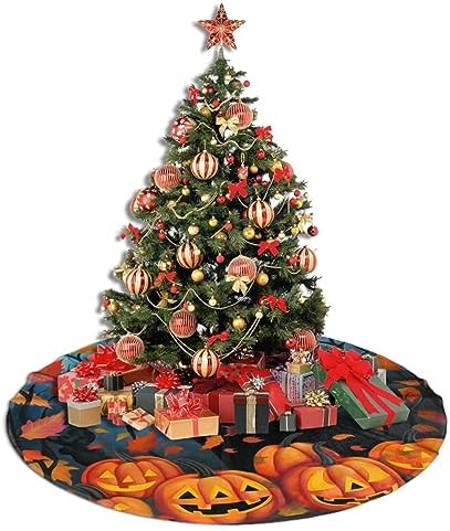 Black Cat Tree Skirts Xmas Ornaments, Halloween Pumpkin Tree Skirt for Christmas Party Holiday All Occasions 36" - Image 4