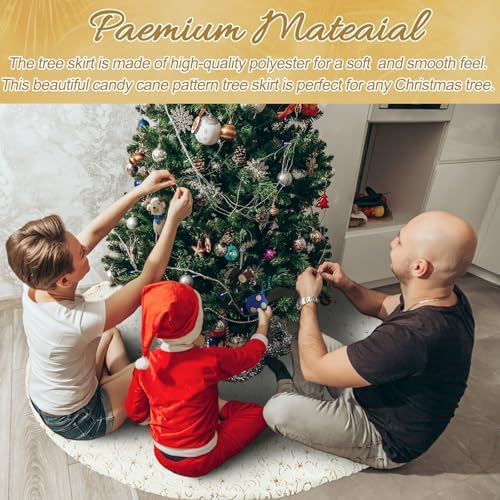Libima Faux Fur Christmas Tree Skirt, White, 72 Inch - Image 6
