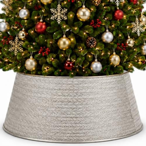 Inside Out Home Christmas Tree Skirt, Xmas Metal Tree Collar 27 Inch Diameter Base, Christmas Large Collar for Real or Artificial Tree, Xmas Decorations by InSideOut