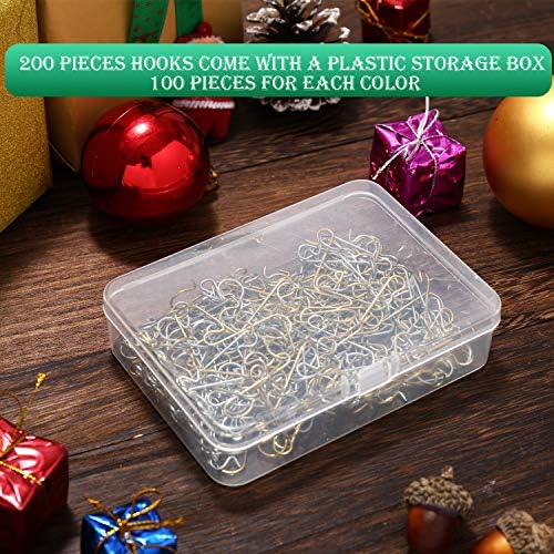 Tatuo Xmas Ornament Hooks Metal Wire Hooks Ornament Hangers with Storage Box for Christmas Tree Decoration (201, Gold and Silver) - Image 6