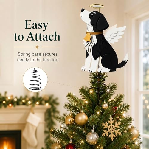 Soulchen Christmas Tree Topper Metal Black Angel Dog - Image 3
