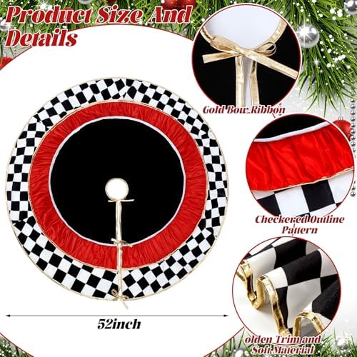 Soulchen Black and White Racing Checkerboard Chistmas Tree Skirt 52 Inch - Image 2