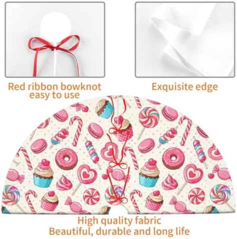 Christmas Lollipop Cupcake Donut Candy Tree Skirt Xmas Tree Mat Holiday Party Home Decor 48 Inch - Image 3