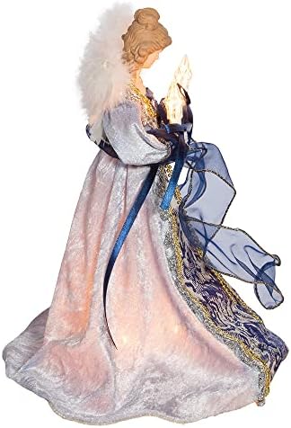 12-Inch UL 10-Light Delft Blue with Gold Angel Tree Topper - Image 3