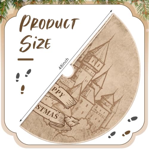48" Christmas Tree Skirt, Castle Style Xmas Wizard Party Decor - Image 2
