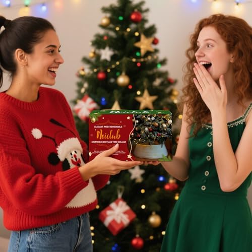 Noiclub Christmas Tree Collar, Adjusted Christmas Tree Base Cover for Artificial Trees, Knit Red Rustic Farmhouse Xmas Tree Ring Skirt for 6ft 6.5 ft 7ft 7.5ft Tree - Image 6