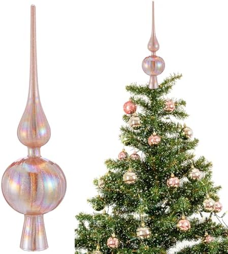 Gejoy 12" Mercury Glass Christmas Tree Topper,Classic,Glitter by Unknown