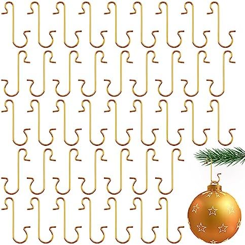 100 Pack Ornament Hooks, Christmas Ornament Hooks Ornaments Hangers Hooks for Christmas Ornaments Metal Wire Ornaments Hooks Anchors for Xmas Tree Decorations Hanging, Gold by Zanzike