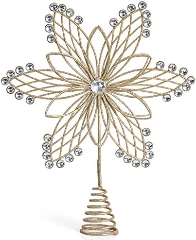 Flower Jewel Christmas Tree Topper - Gold Star Holiday Ornament Decoration by Ornativity