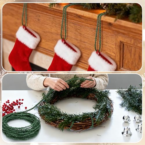 50' Christmas Artificial Pine Wire Garlands, Flexible Greenery Roping Ties - Image 5