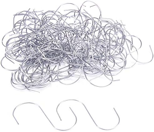 BRUBAKER 200-Pack Ornament Hooks - S-Hook Ball Hangers for Christmas Balls and Tree Decorations - Metal Decorating Hangers - Silver by BRUBAKER