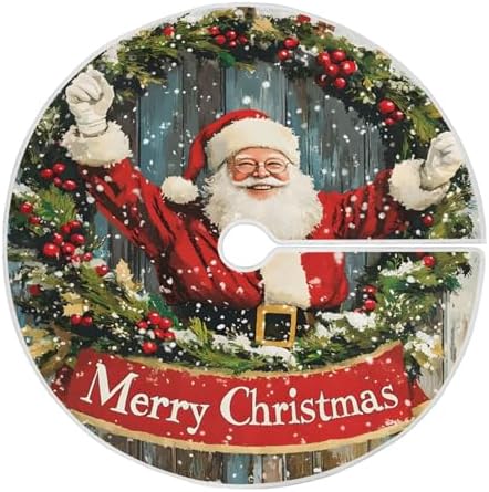Funny Santa Claus Christmas Tree Skirt Small Xmas Tree Skirts Decorations 36 in Burlap Tree Mat Cover for 4 ft Trees Holiday Party by BOENLE-WELCOMEYOURCOMING