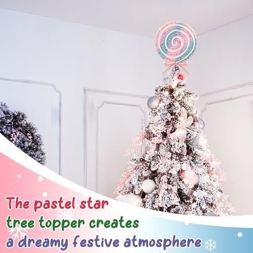 WHYMEO 7.9 Inch Candy Christmas Tree Topper, Peppermint Swirl Decor - Image 6
