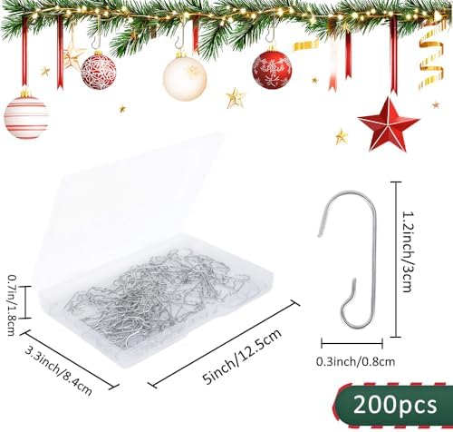 Christmas Ornament Metal Hooks Hangers, 200PCS Silver Bendable Metal Wire Hanging Hook for Christmas Tree Decoration Easter Egg Hangers Halloween Party Decoration - Image 2