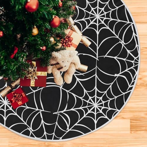 Halloween Spider Web Christmas Tree Skirt Small Xmas Tree Skirts Decorations 36 in Burlap Tree Mat Cover for 4 ft Trees Holiday Party - Image 5