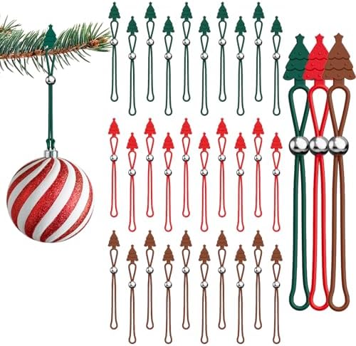 30pcs Christmas Ornament Hooks, Christmas Tricolor Silicone Decorations, for Hanging Ornaments Wreaths Stockings Holiday Decor by Wolom